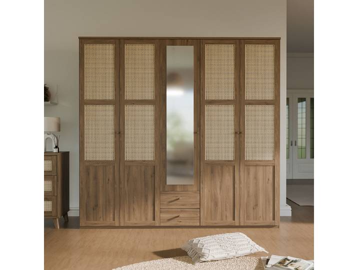 Drehtürenschrank 223 x 213 x 55cm Braun/Beige