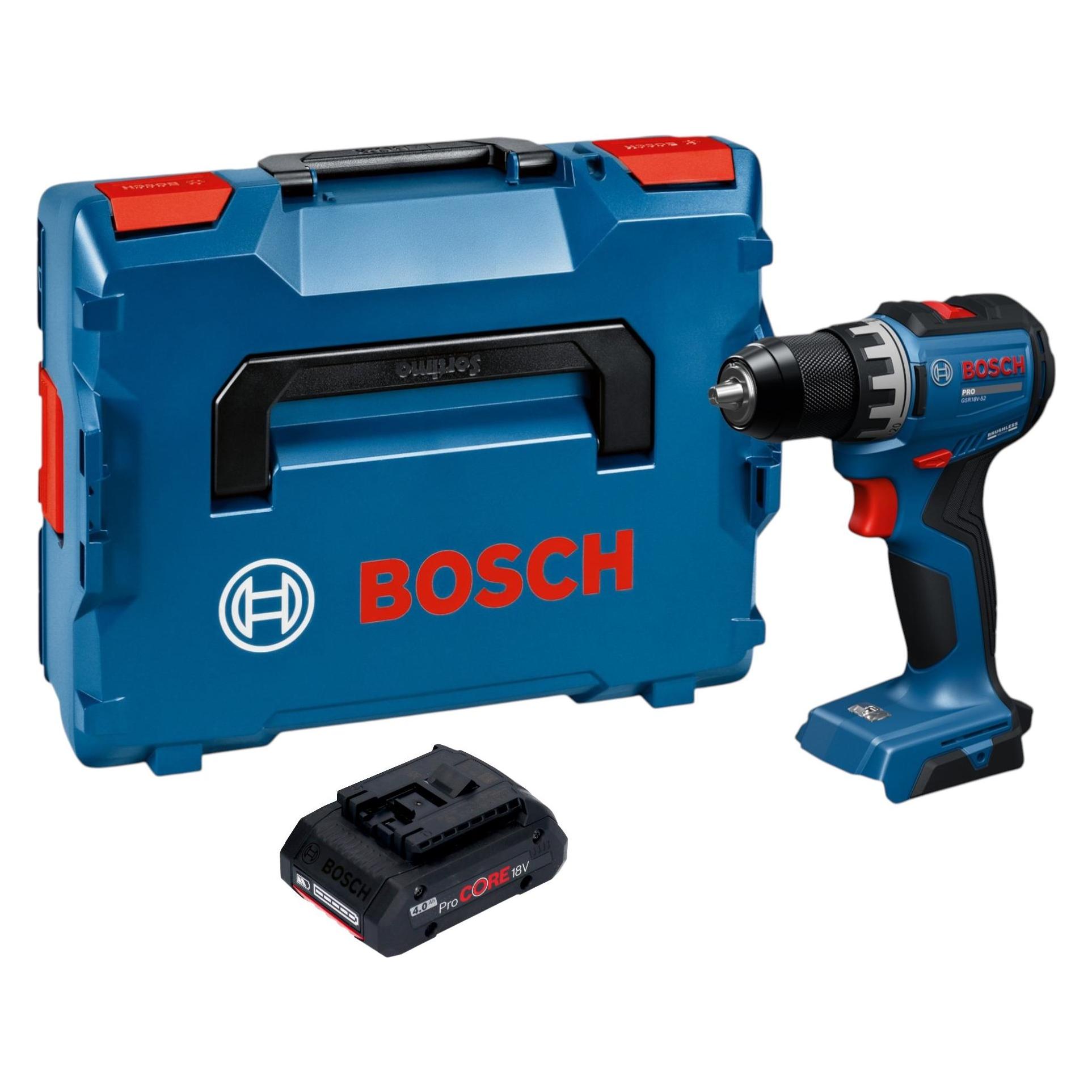 Bosch Professional Bosch GSR 18V-52 Professional Akku Bohrschrauber 18 V 70 Nm Brushless + 1x ProCORE Akku 4,0 Ah + (Bohrschrauber) (06019S0021)