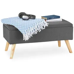 Relaxdays Gepolsterte Sitzbank mit Stauraum Anthrazit,Hellbraun
