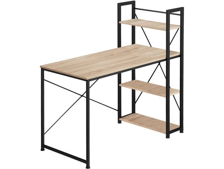 tectake Computertisch Hershey, 122 x 61 x 120 cm, Industrial Holz hell, Eiche Sonoma, Naturfarben, Rechteckig, 61x120x122 cm, Büromöbel, Schreibtische, Computertische