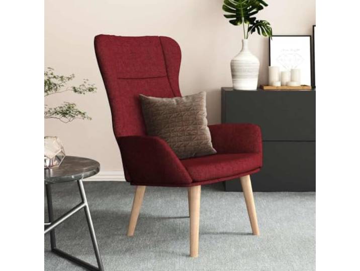 Relaxsessel Stoff Weinrot Metallrahmen, Gummibaumholz-Beine, atmungsaktiver Bezug, strapazierfähig, Esszimmer, Freizeitbereich