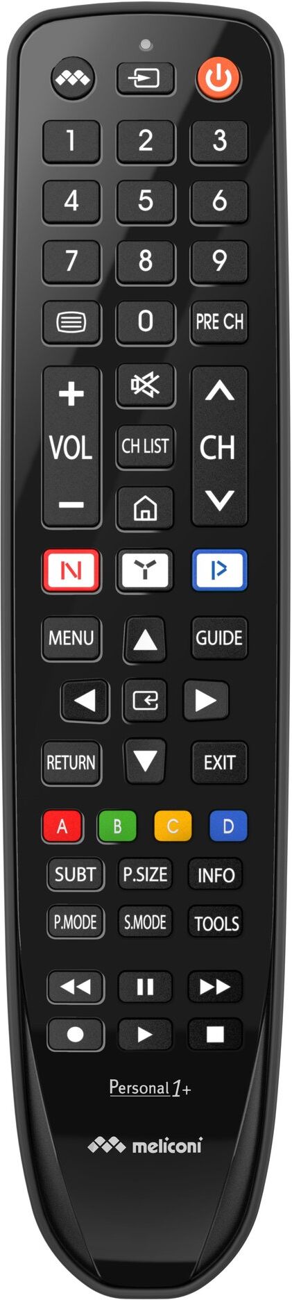 Telecomando tv Meliconi 806072 GUMBODY Personal 1+ Black