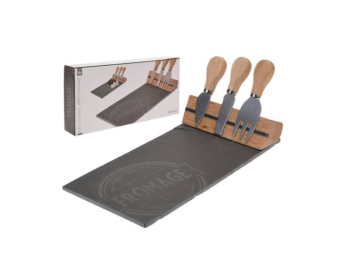Käseplatte mit Messer 30 x 15 cm