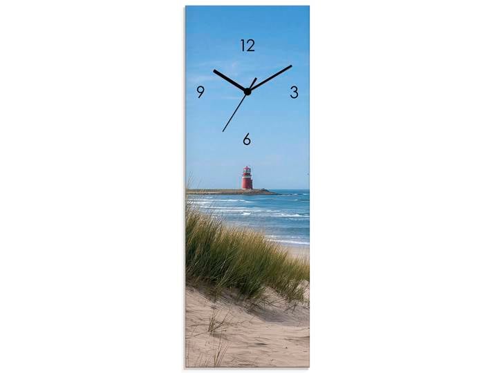 Wanduhr GOODPRODUCT Leuchtturm in der Ferne , blau, B:20cm H:60cm T:2cm, Wanduhren, Wanduhr, wahlweise mit Quarz- oder Funkuhrwerk, lautlos ohne Tickgeräusche