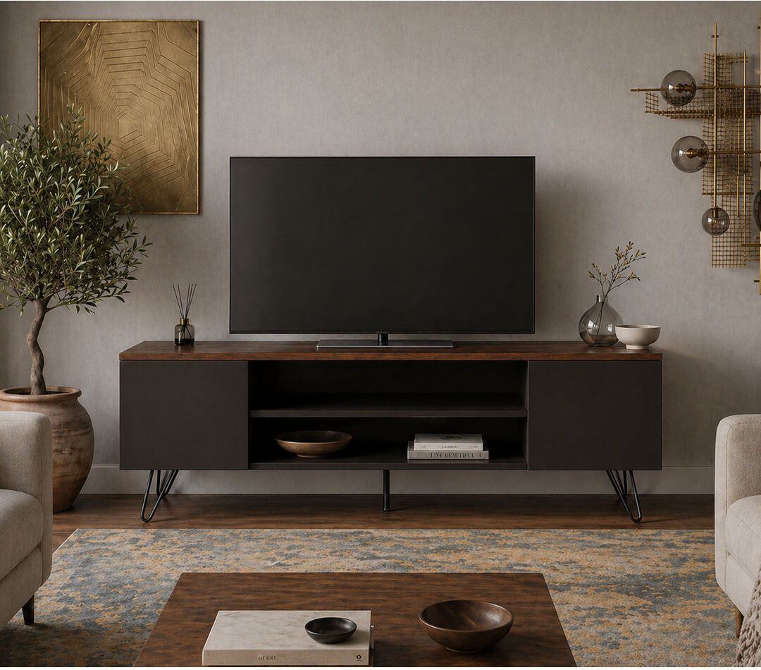 George Oliver Loft TV Stand for TVs up to 77'' Brown Wood 77"