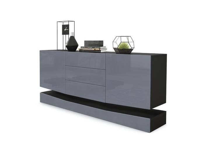SIDEBOARD City Fronten in Grau Hochglanz