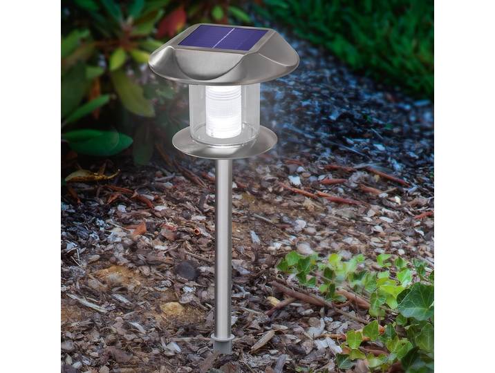 Lampe torche solaire esotec Sunnylight H=38 cm en acier inoxydable résistant aux intempéries 102093