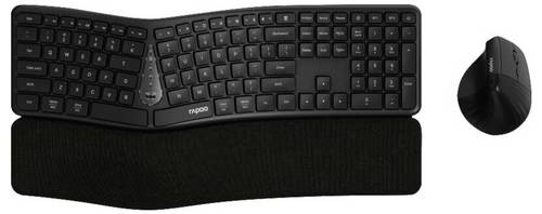 Rapoo 8810ME Kabellos, Bluetooth Tastatur, Maus-Set USB-Anschluss, Ergonomisch Deutsch, QWERTZ Dunkelgrau