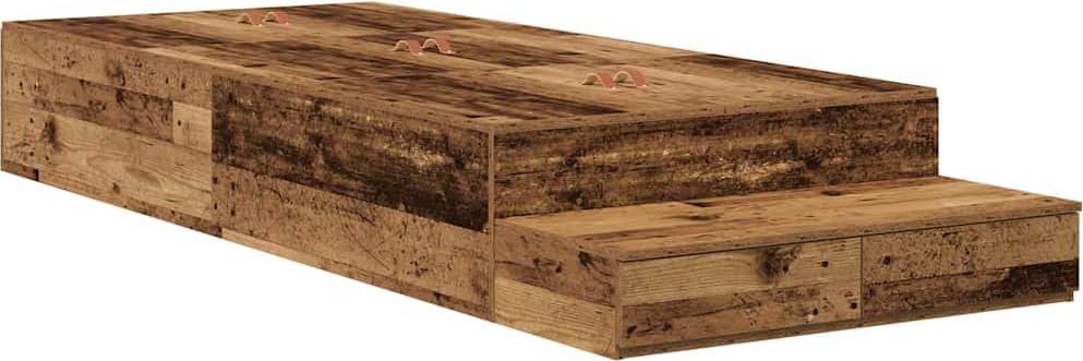 Aufbewahrungsbettgestell mit Tür Altholz 90 cm Holzwerkstoff