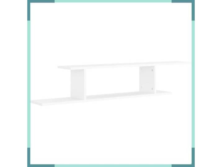 FHE Étagère TV murale d'ingénierie - Bois - Intérieur - Robuste - Blanc - 125x18x23 cm