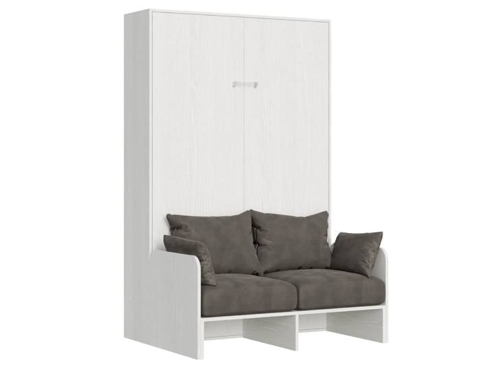 Lit escamotable vertical 140 effet bois frêne blanc