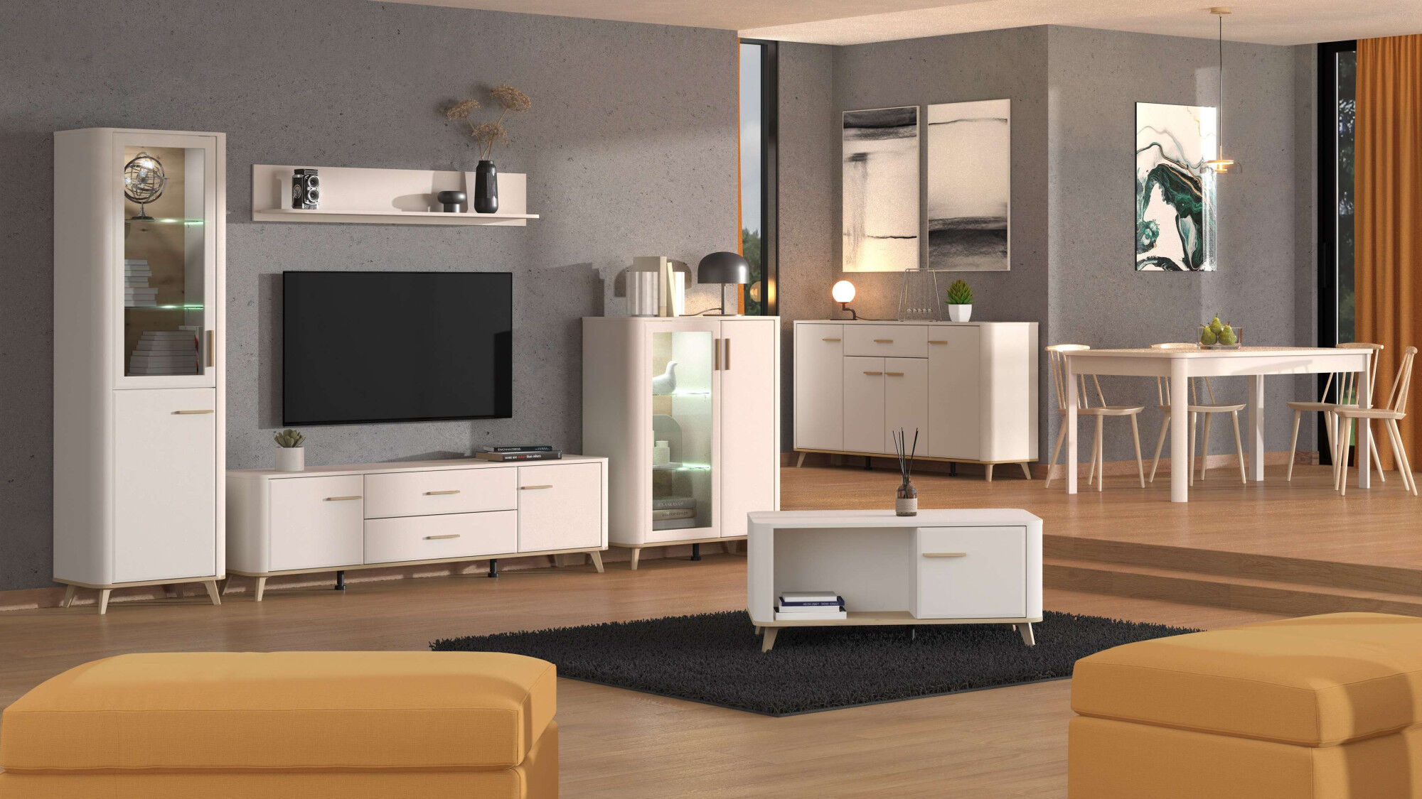 Sideboard HOME AFFAIRE "Darwen Kombikommode, Sideboard, Schubladenkommode", weiss (kaschmir), B:179,5cm H:90,5cm T:40cm, Holzwerkstoff, MDF, Sideboards, Sideboard, Abgerundete Kanten, matte Kaschmir-Oberflächen, Masse: 179,5x40x90,5 cm kaschmir B/H/T: 179