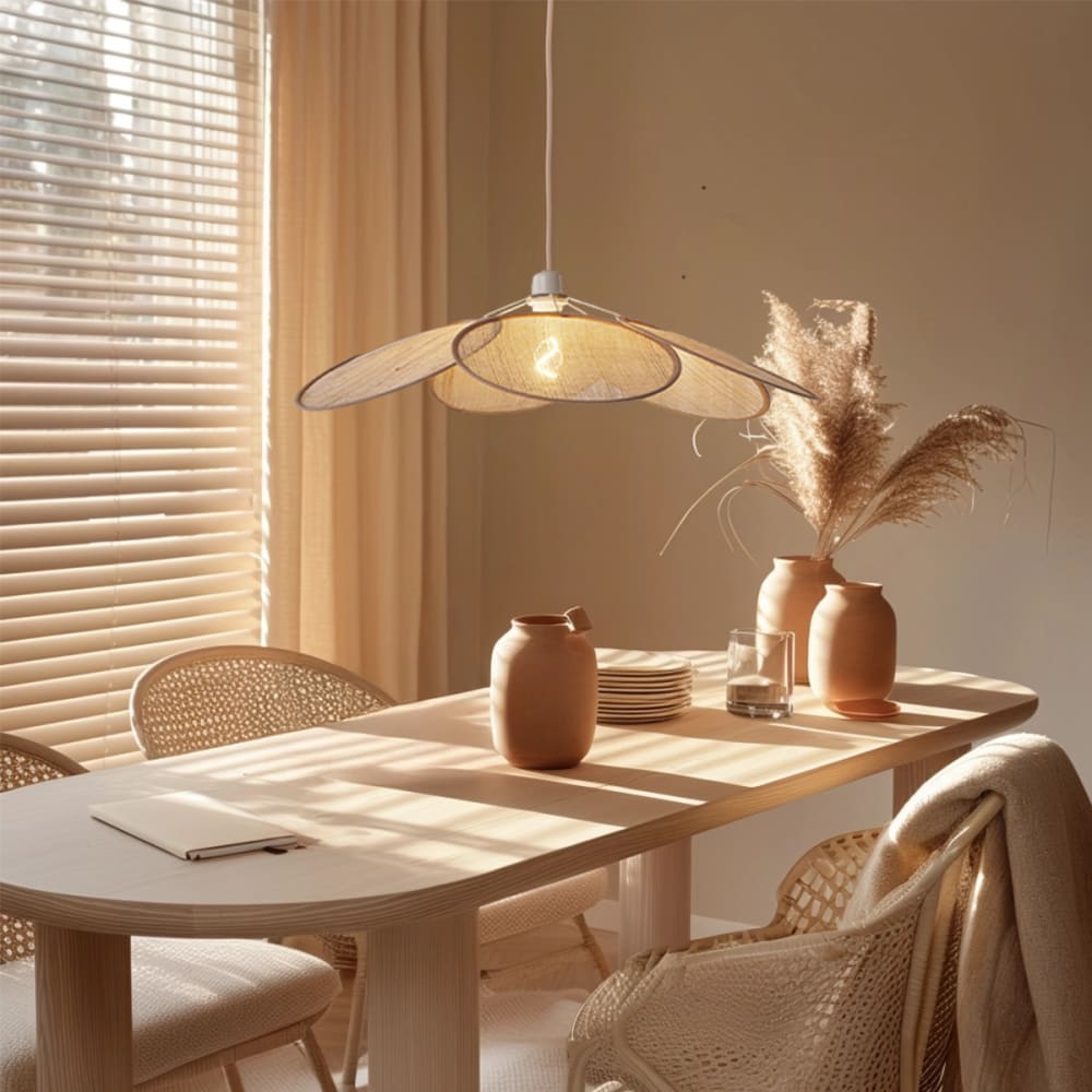 QAZQA Suspension japandi crème lin Beige 80x140x80cm