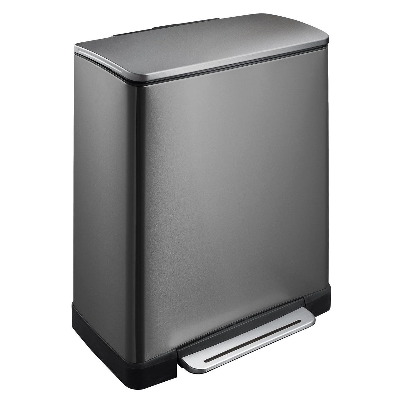 EKO Mülltrennsystem E-Cube Recycling 28 plus 18 L schwarz mit extra breitem Pedal, gedämpftem Decke (46 l) (8713631181339)