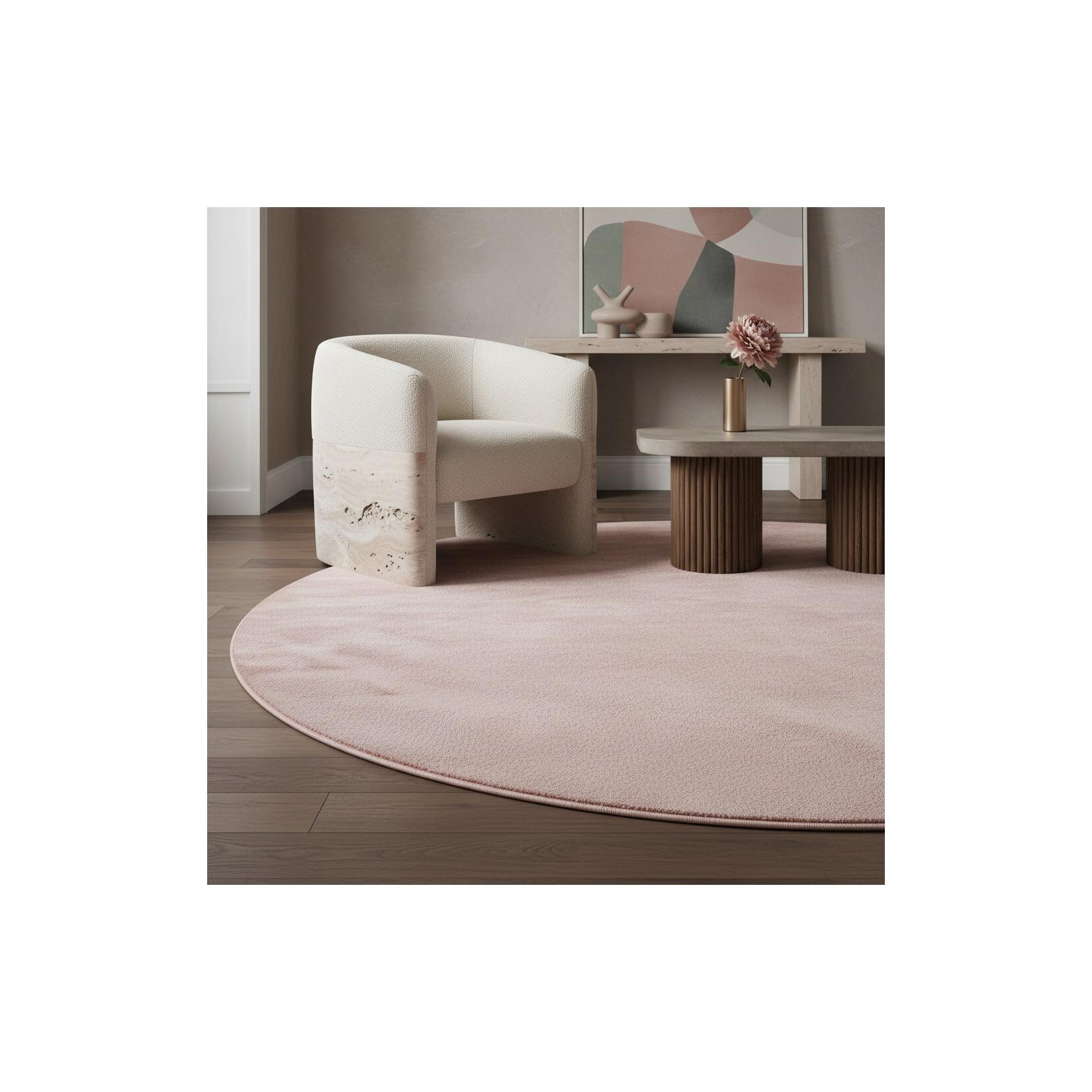 Kurzflorteppich Waschbar LECH, einfarbig, Rosa, Ø 200 cm