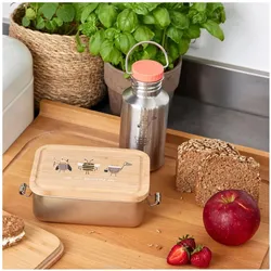 Lässig 2-tlg. Lunch Set aus Edelstahl & Bambus Brotdose, Lunchbox