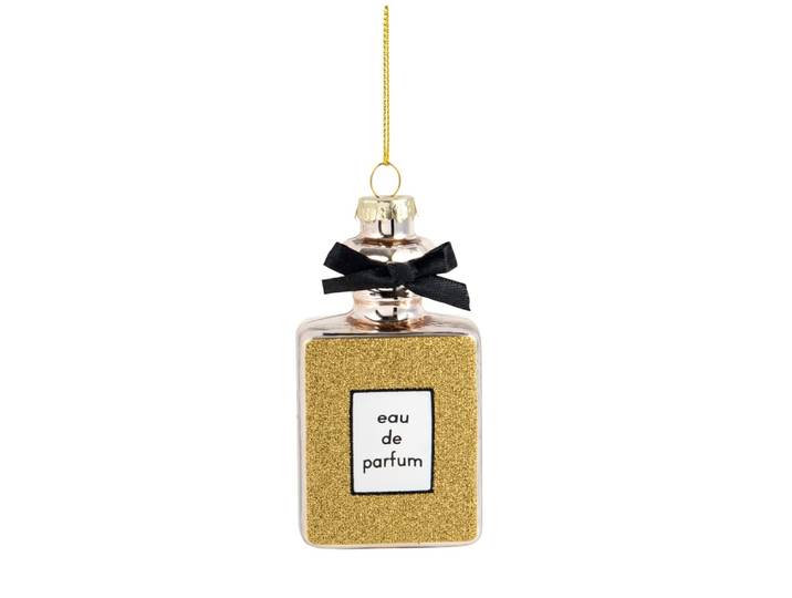 Weihnachtsdeko Flakon aus Glas, gold und schwarz
