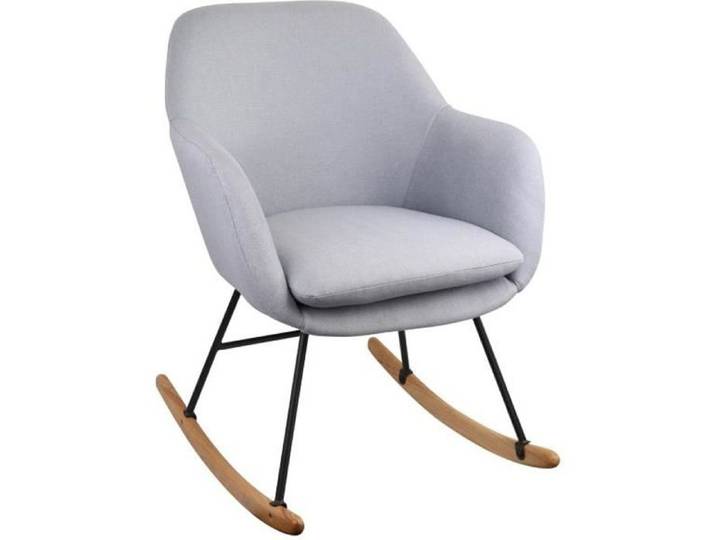 Fauteuil à bascule - ATMOSPHERA - Rocking Chair en tissu Gris - Déhoussable - Relaxation