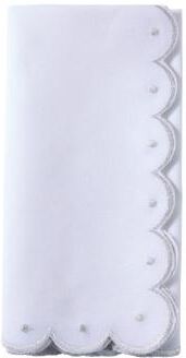 Saro Lifestyle Scalloped Edge Cloth Napkins (Set of 4) - Embroidered Dinner Napkins for Formal Dining & Entertaining