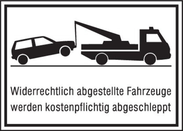 SafetyMarking Panneau interdiction de stationner Alu L400xH250 mm Véhicules stationnés sans autorisation ; wolk (11.5174)