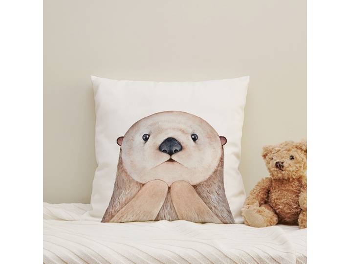 Dekokissen QUEENCE Niedlich , braun (braun, bedruckt gemustert), B:40cm H:1cm L:40cm, Polyester, Dekokissen_Sitzkissen_Kissenhüllen, Dekokissen, Kissenhülle mit HD Premium Druck, geruchsneutral, 40x40cm