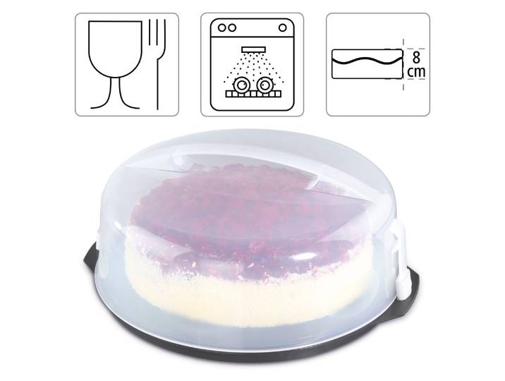 Kuchentransportbox XAVAX Kuchentransportbox, Kuchenbox mit Haube, Partybutler - rund , transparent, B:28,5cm H:8cm L:28,5cm Ø:28,5cm, Kunststoff, Lebensmittelaufbewahrungsbehälter, Kuchentransportbox, Ø 31,5 cm, Höhe 14 cm