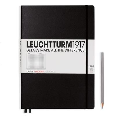 LEUCHTTURM1917 Notizbuch Master Slim (A4+), Hardcover, 123 nummerierte Seiten, Schwarz, Kariert, Gebundene Ausgabe von , Leuchtturm1917