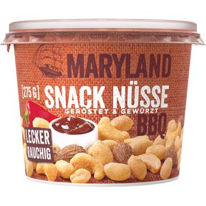 Maryland Nussmischung Snack Nüsse BBQ, im Becher, geröstet & gesalzen, wiederverschließbar, 3 Nusssorten, 275 g