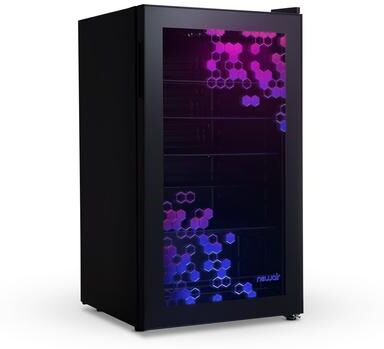 Newair Prismatic™ Series 126 Can Beverage Refrigerator, RGB HexaColor™ LED Lights, Mini Fridge for Gaming with Remote Control