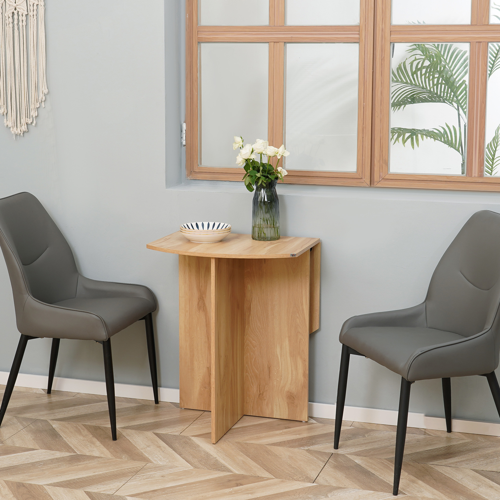 Homcom Tavolo da Pranzo Pieghevole Salvaspazio, moderno e semplice,in solido legno truciolare 90x60x74cm, Quercia  Aosom Italy