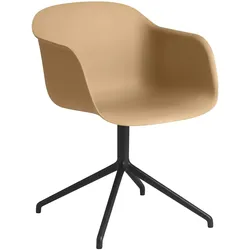 Muuto Fiber Armchair, swivel base with return, ochre / schwarz