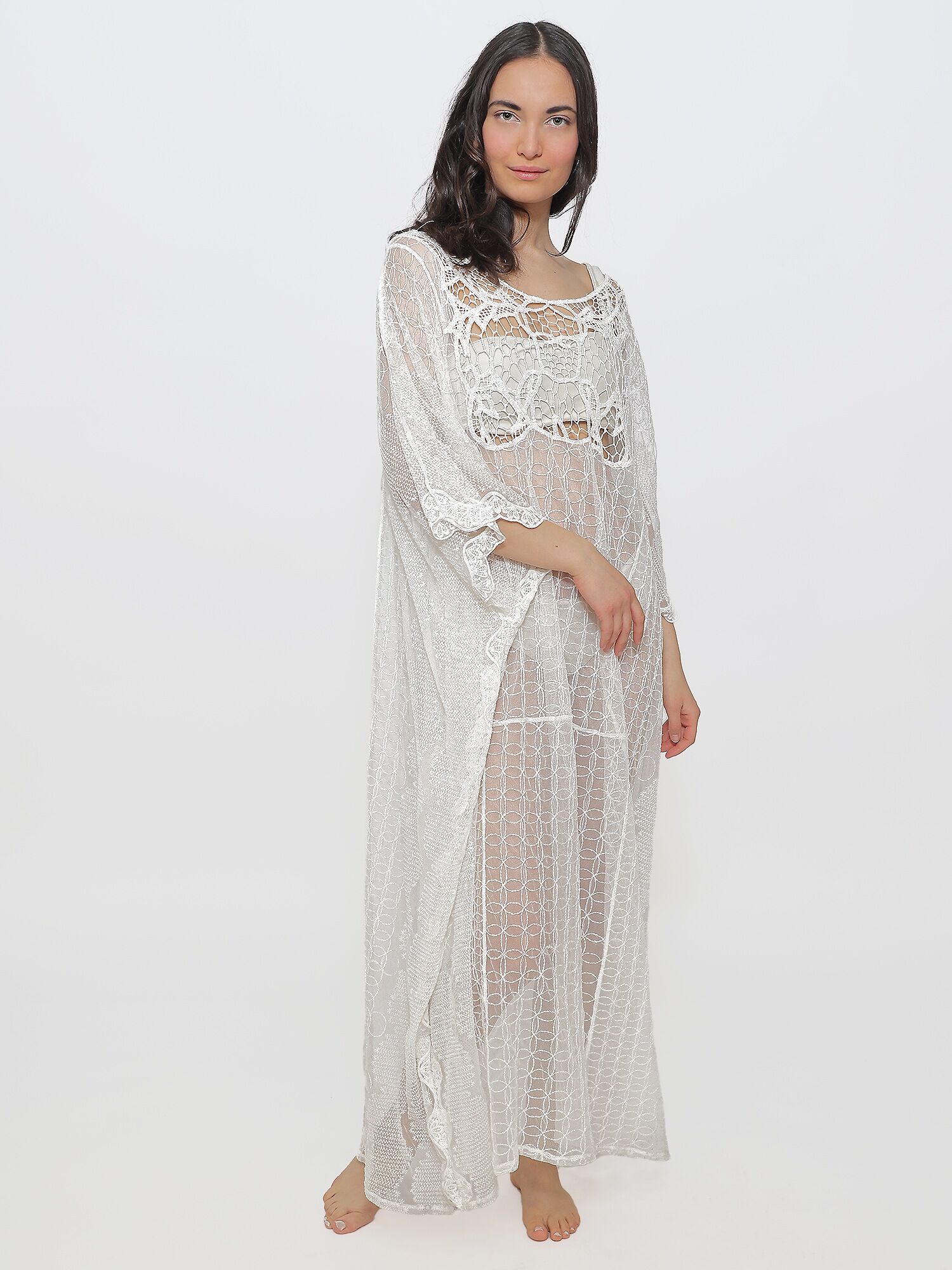 Strandkleid NASSAU BEACH "Strandkleid NB231050", Damen, weiß, Kleider Strandkleid