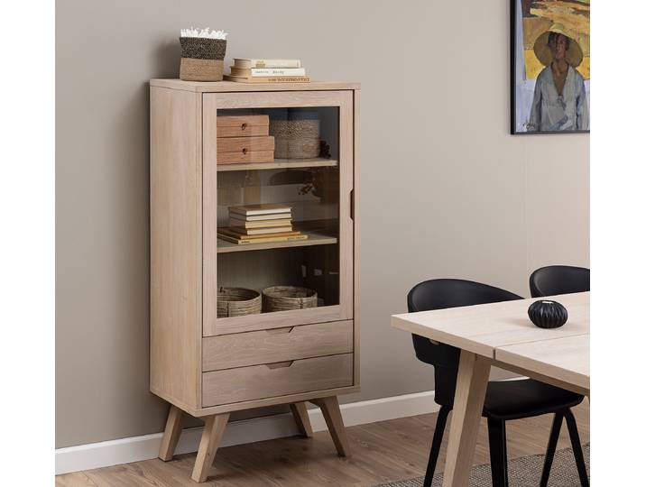 Furniertes Highboard 72 x 145 x 36cm Braun/Beige