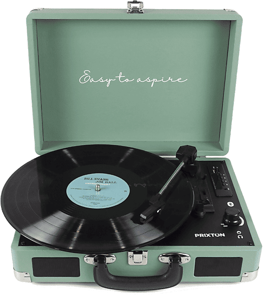 Tocadiscos - Prixton VC400, 78 rpm, Bluetooth, USB, 2 Altavoces 3W, Digitalizador de vinilos, Verde