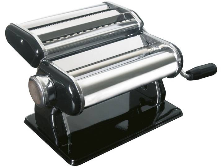 Nudelmaschine GEFU PASTA PERFETTA NERO , silber (silberfarben, schwarz), B:19,8cm H:14,4cm T:19,9cm, Nudelmaschinen, Nudelmaschine, frische Pasta leicht gemacht, intuitive Bedienung, Edelstahl