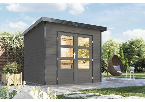 Gartenhaus Karibu Metalwoody 3 B Blech anthrazit inkl. Unterkonstruktion 267 x 266 cm terragrau