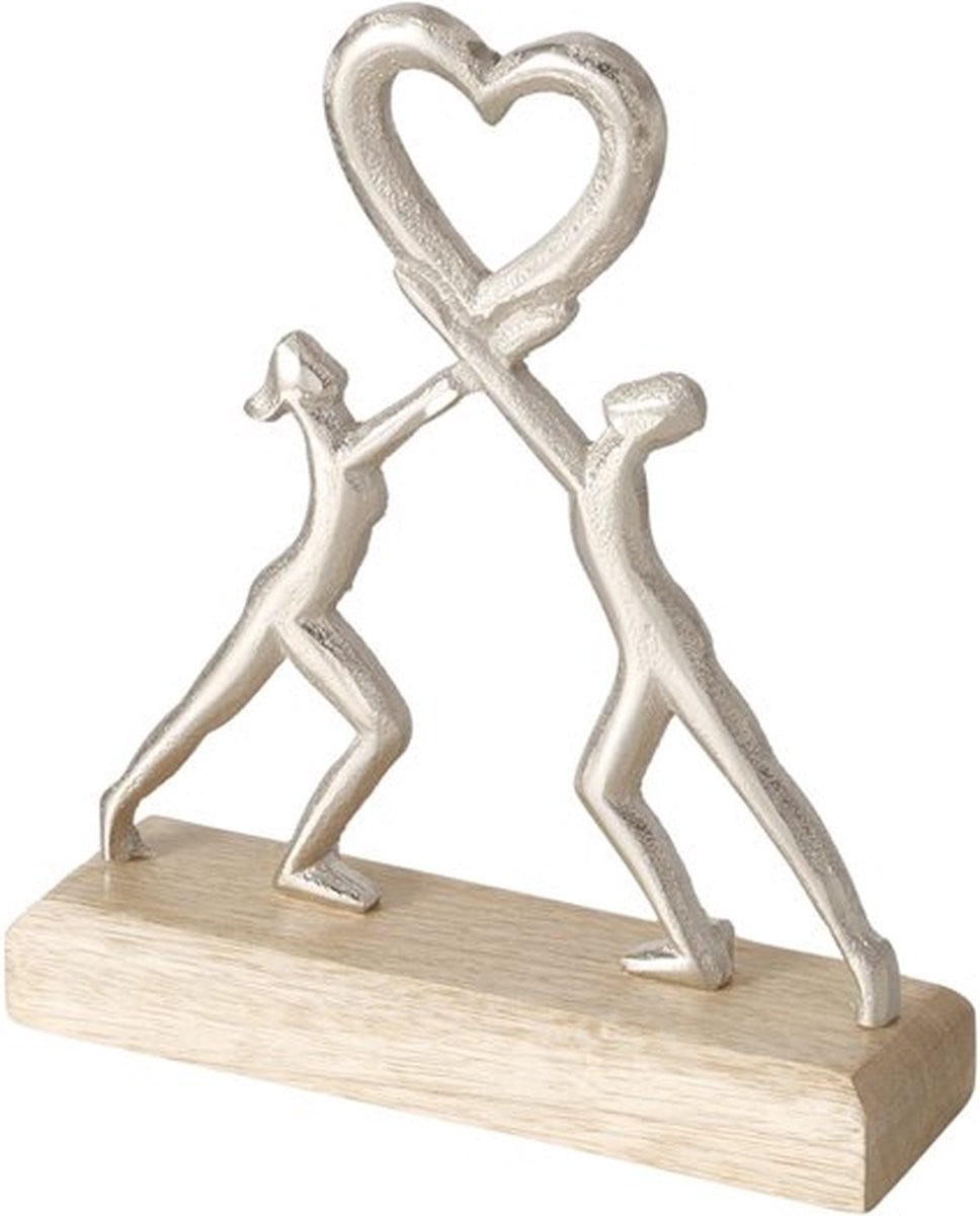 Boltze Amor Sculptuur - Mangohout en Aluminium - Zilver