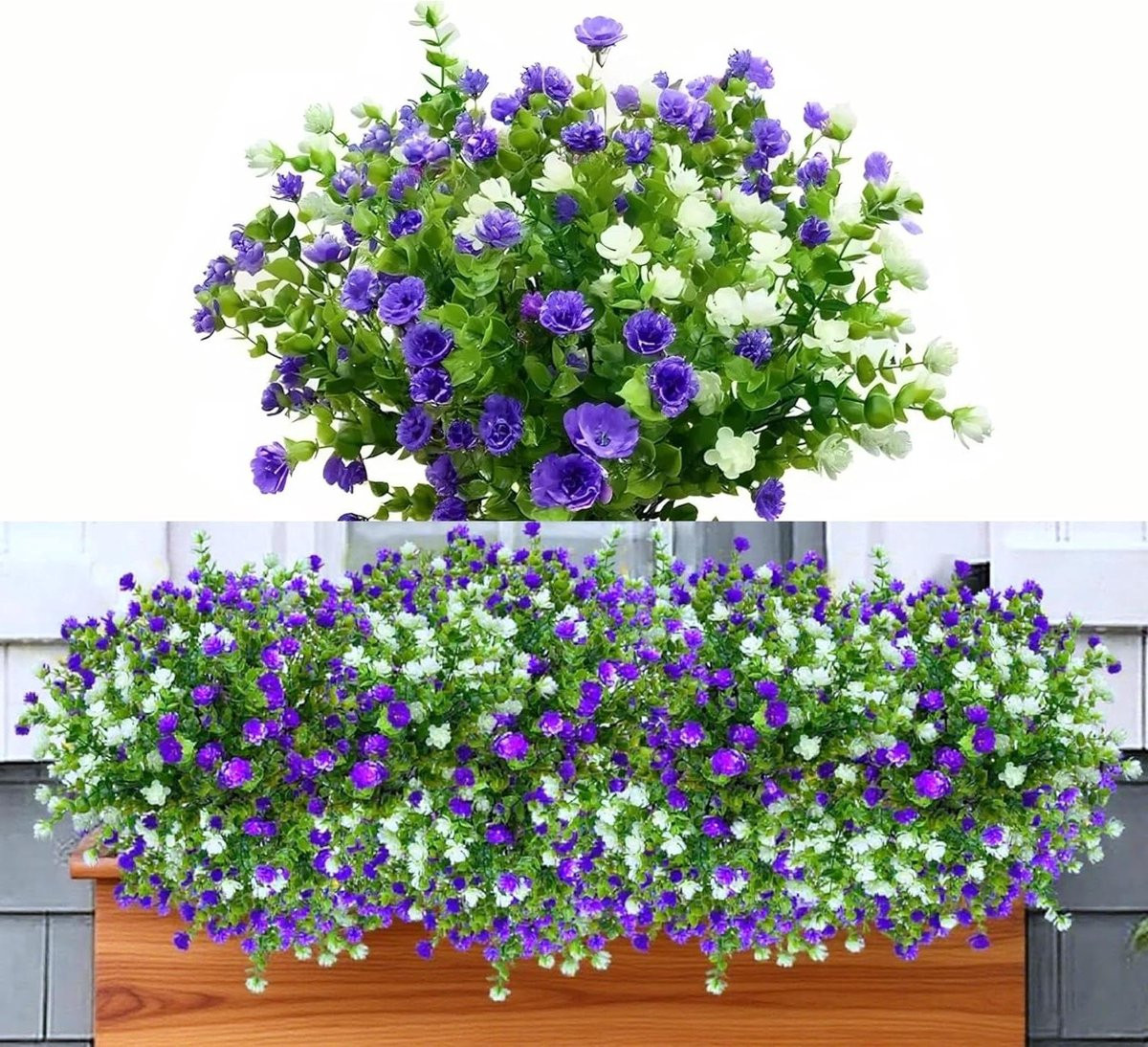 Kunstbloemen Eucalyptus Paars - 6 Bundels Weerbestendige Nepbloemen voor Buiten Decoratie