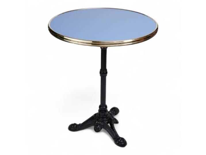 Table de terrasse MONCEAU - Bleu CIEL - Cerclage Laiton