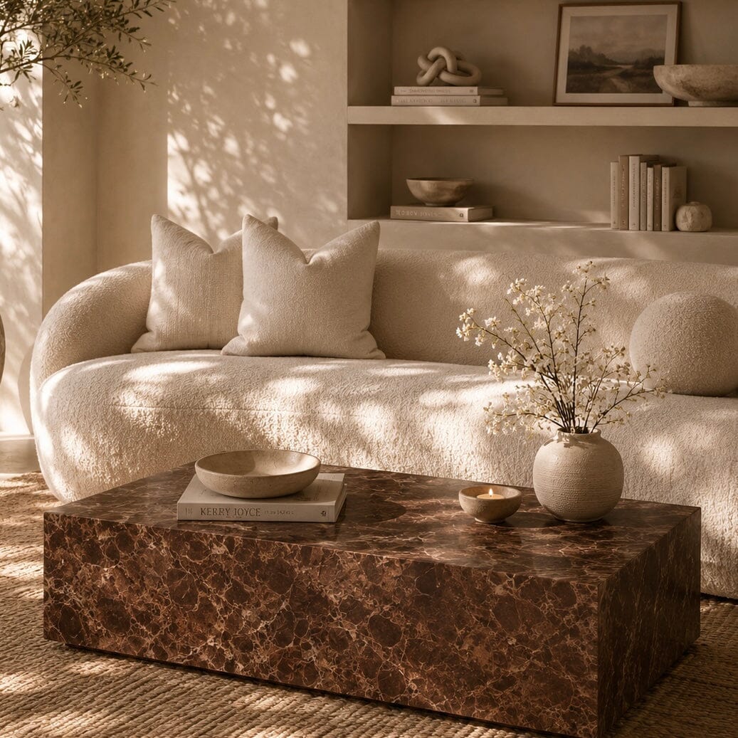 Savannah Brown Marble Effect Rectangular Coffee Table