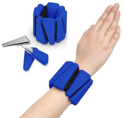 Inspired Living FlexFit Silicone Wrist Weights Adjustable Fitness Bands For Yoga, Walking & Strength Training 1pc blue