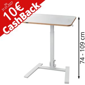 Leitz Schreibtisch Ergo 65880001, weiß / weiß, klappbar, 10 Cashback, höhenverstellbar per Gasdruck 65 x 74-109 x 46cm