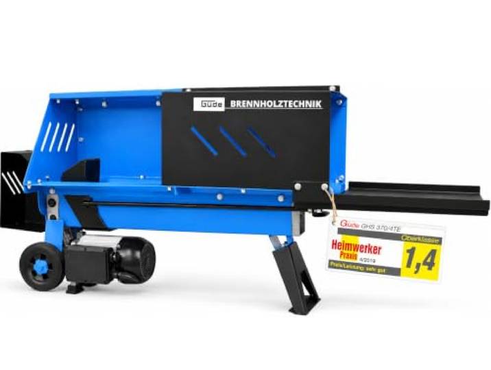 Güde Holzspalter GHS 370/4TE (1500 W/230 V, Hydrauliksystem, Spaltdruck 4 t, Spaltgutlänge 370 mm, Spaltgut-Ø 250 mm, 2-Hand-Sicherheitsbedienung, Transporträder, Test SEHR GUT)