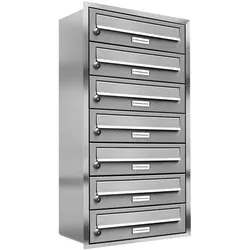 AL Briefkastensysteme 7 Fächer Premium Edelstahl Unterputz Briefkasten Anlage für Post A4, modern, robust, wetterfest, Artikelnummer: 132T7U1