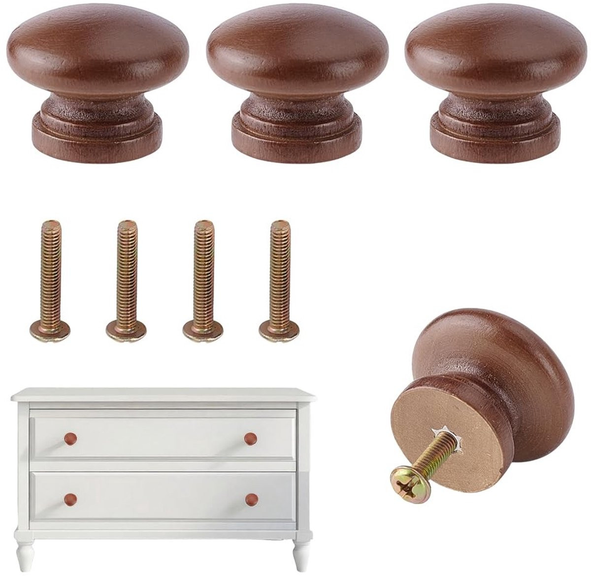 Dailygoods Houten Ronde Kastknoppen - 33 mm