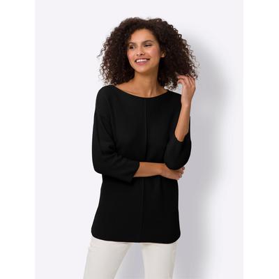 Strickpullover HEINE "Oversized Pullover", Damen, Gr. 36/38, schwarz, 100% Baumwolle, unifarben, Pullover Strickpullover