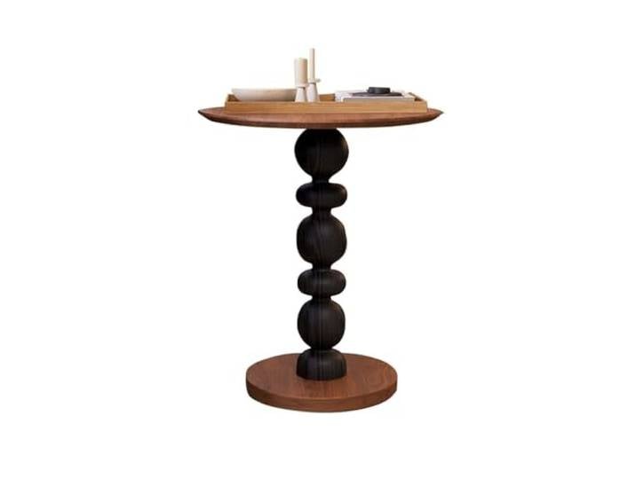 NIUHUAHUI Teetisch, Kleiner runder Beistelltisch im Retro-Stil aus Holz, niedrig, for Wohnzimmer oder Balkon