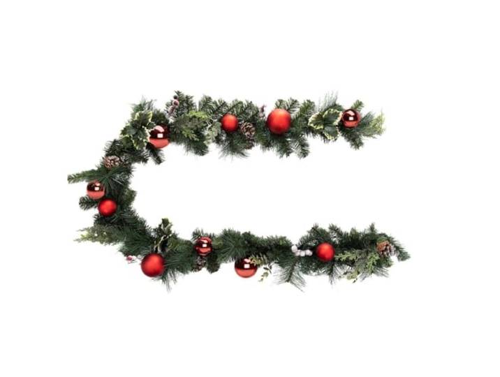FEERIC LIGHTS & CHRISTMAS Naturgirlande Rote Kugeln 2 m mit roten Kugeln