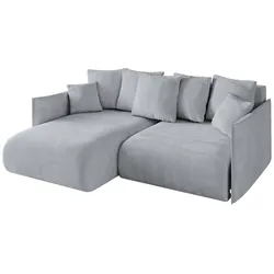 ECKSOFA Ottomane links ONESK-L 216x177x72 Hellgrau Velours