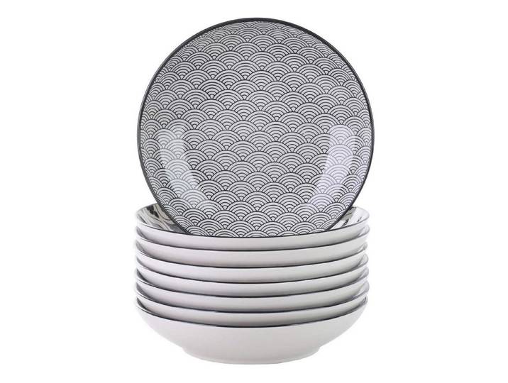 LuxusKollektion Suppenteller Suppenteller Porzellan Schwarz + Creme 8-teilig Suppenteller